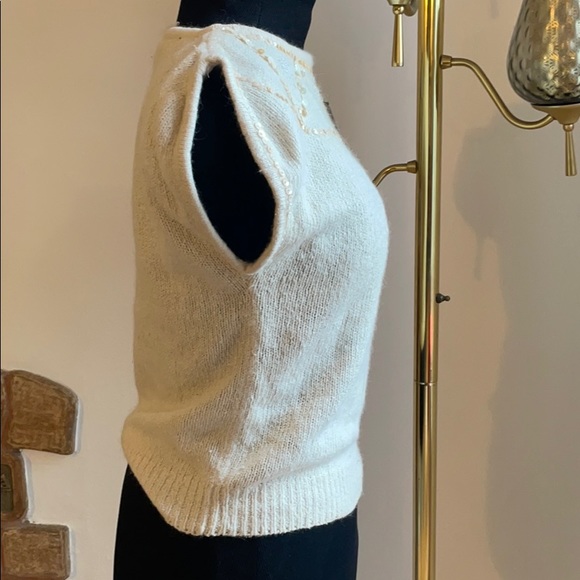 80s does 50s Angora Sleeveless Sweater Sequins - Picture 4 of 10
